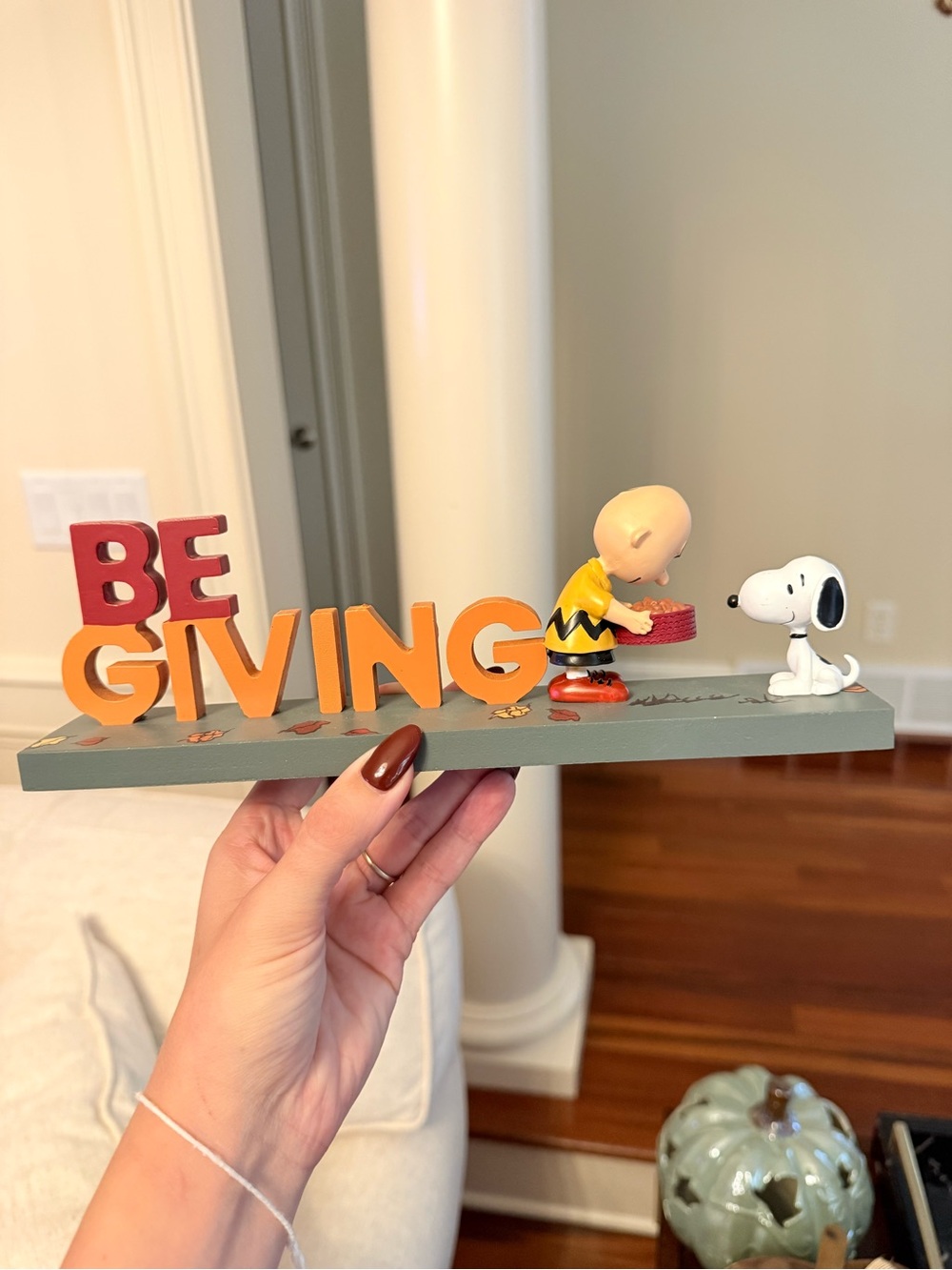 Source Unknown Peanuts 'Be Giving' Wooden Figurine - Yellow, Orange & Red